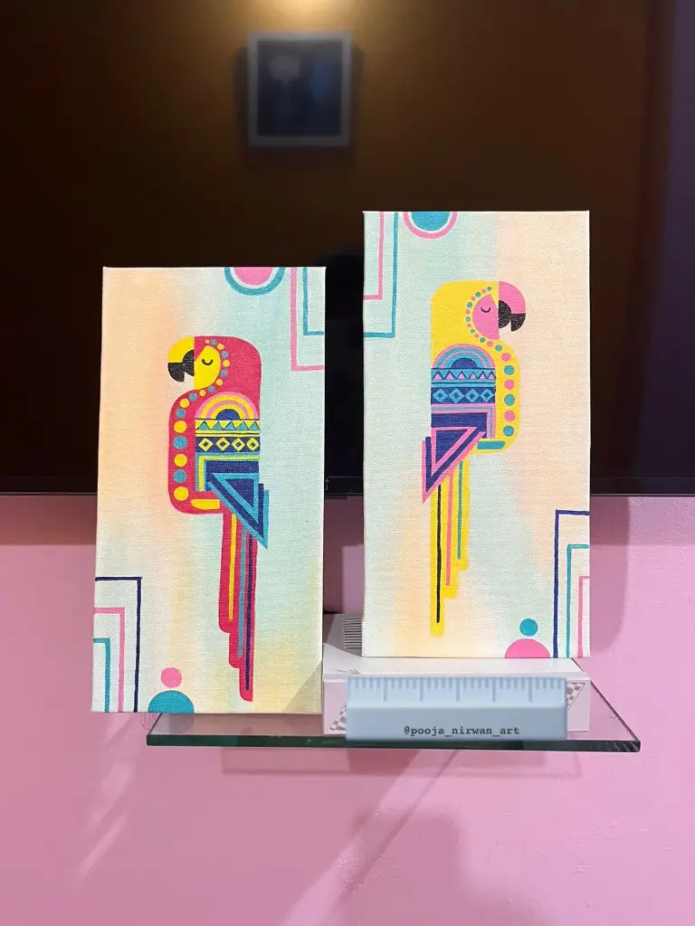 Vibrant Parrot Canvas Art Pair